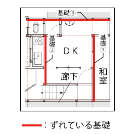 間取図-基礎に問題の有る部分