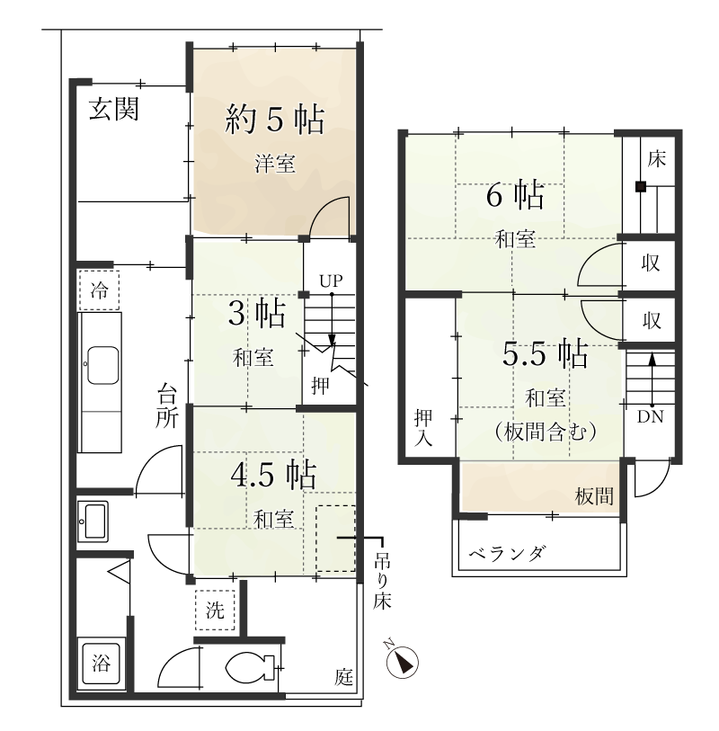 間取図_河原町五条の事業用町家（下京区都市町）