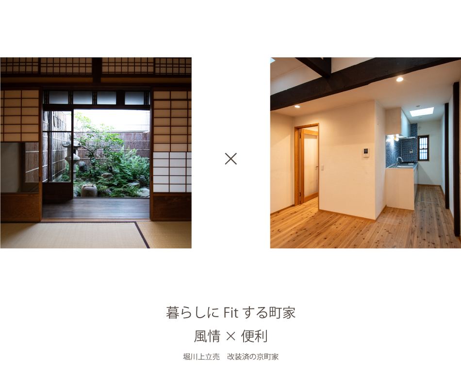 暮らしにFitする町家　風情×便利　堀川上立売　改装済の京町家