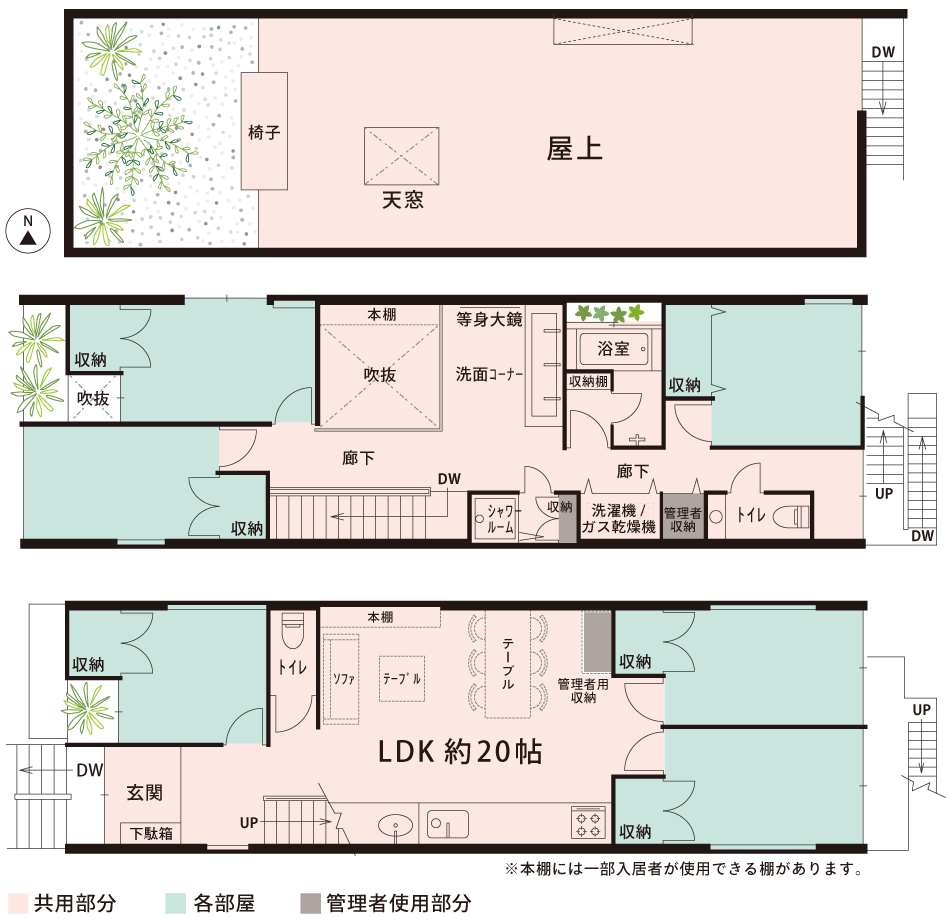 共用部分と専有部分の間取図