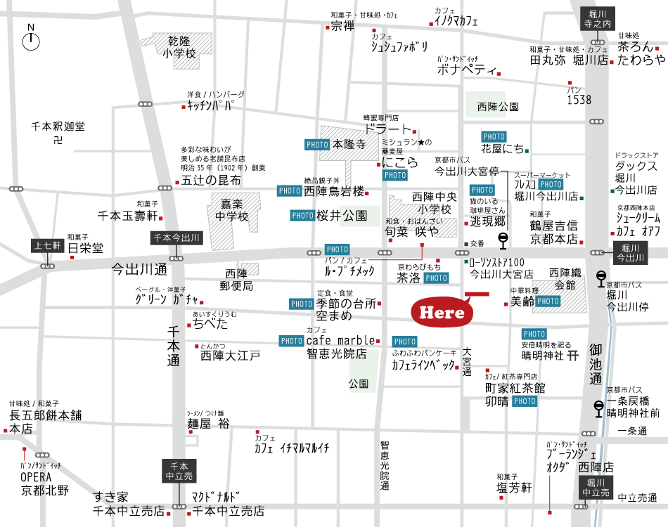 京だんらん西陣千両ヶ辻　周辺地図